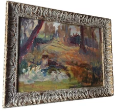 Marthe DUCASSE Signed - French Impressionist Oil c.1955 - Women at the Washhouse