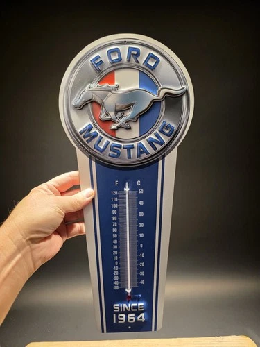 17.5 " Metal Vintage Style Ford Mustang American Thermometer Sign
