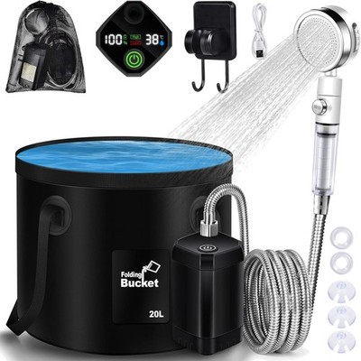 Campingdusche tragbar Filter Dusche Outdoor 6000mAh Eimer Wassertemperatur