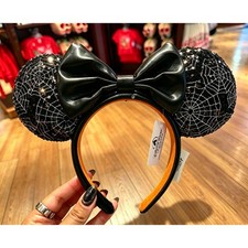 DisneyParks Spider Web Halloween Black Headband Minnie Mouse Ears 2026 NWT