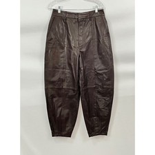 POLO RALPH LAUREN Sz 8 Brown Leather Tapered Ankle Pants NWT