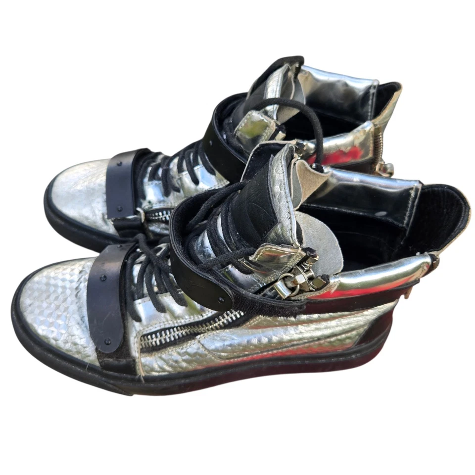 GIUSEPPE ZANOTTI Mujer Metálico Plateado Zapatillas Altas Talla 39/8.5-9 Foto 3 de 4