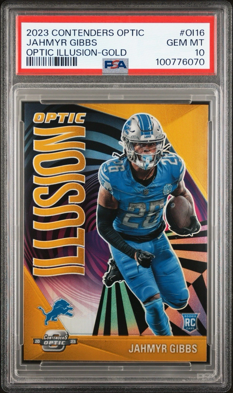 Jahmyr Gibbs Panini Contenders Optic Optic Illusion #OI16 Gold