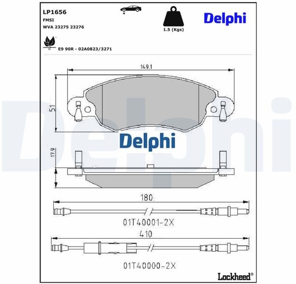 Delphi LP1656 Bremsbelagsatz FüR Scheibenbremse Bremsbelagsatz FüR Citroen-image