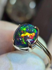 100% Natural Opal 14k Gold Natural Opal Ring: Ethiopian Gemstone Ring