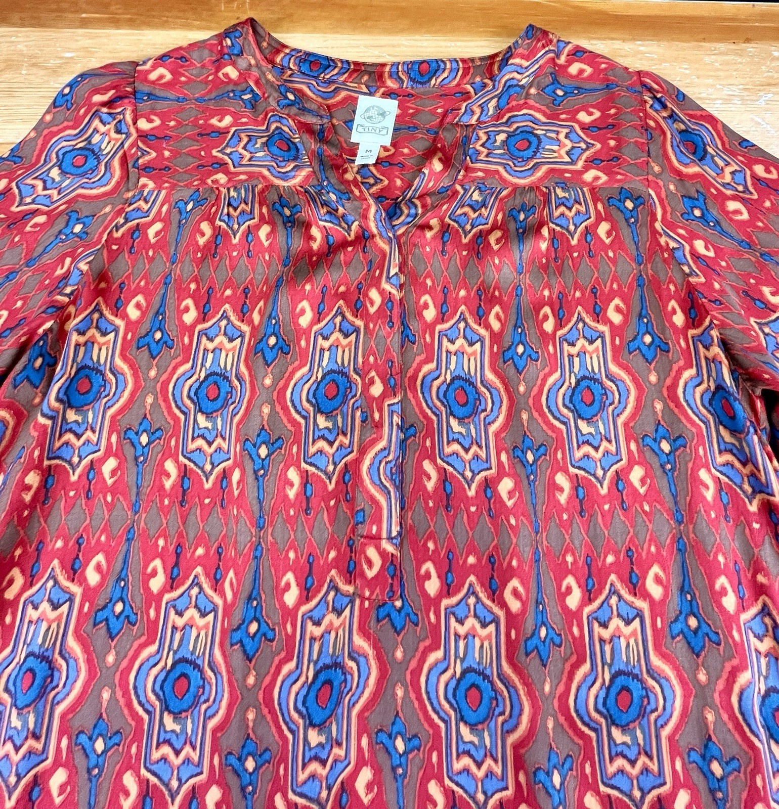 TINY Dress Medium Red Aztec Print Anthropologie R… - image 12