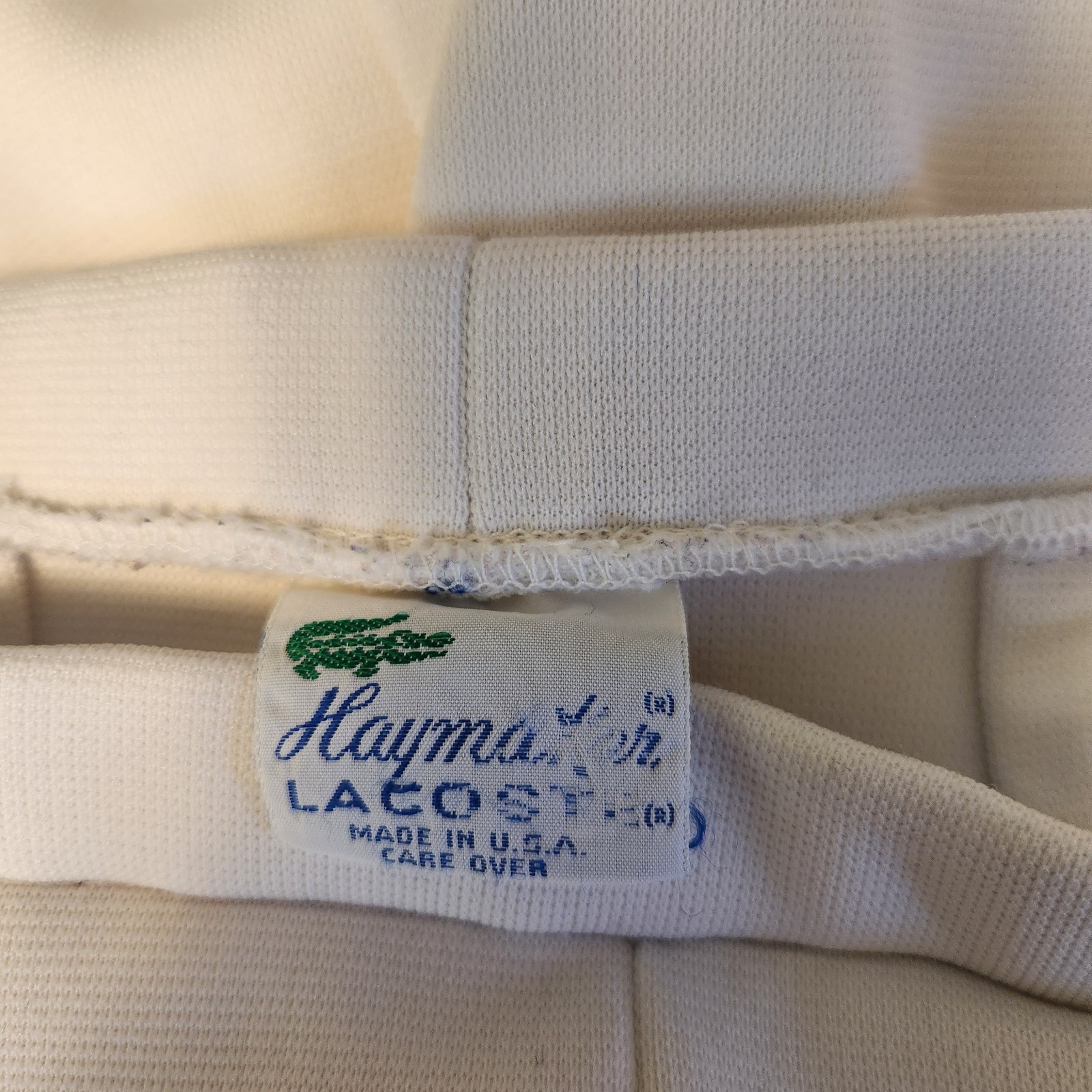 Vintage Lacoste Solid White Flat Front Casual Ber… - image 5
