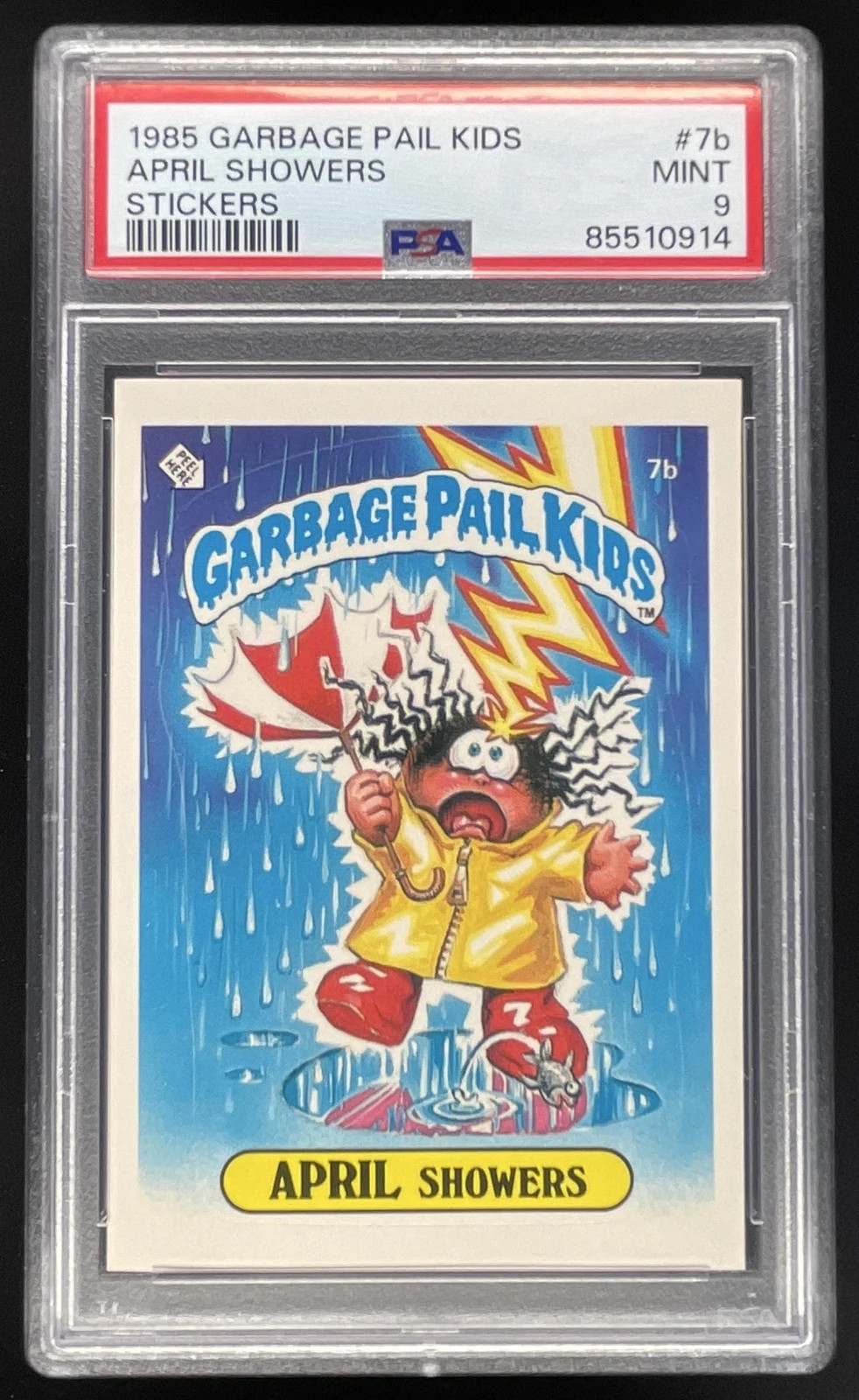 1985 Topps Garbage Pail Kids Stickers #7b April Showers PSA 9