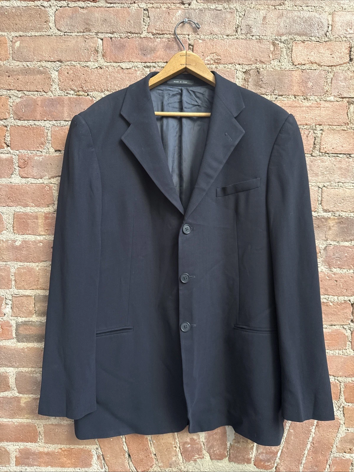 Giorgio Armani — Vintage Emporio Armani Mens Jacket, Sz 54 IT 44 US,  Black 100% Wool Italy
