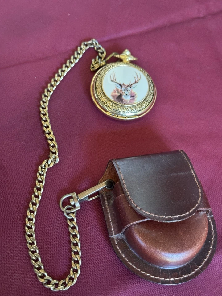 Majestron Watch Mens Stainless Steel Gold Easy Read Quartz W/ Leather Case - Image 4 of 4