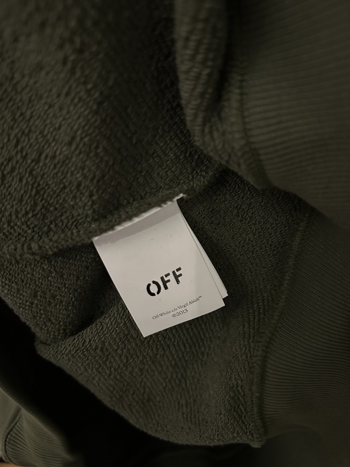 Off White Sweatshirt Sweater With Arrow Logo On Back In Khaki Green Size XL image 7
