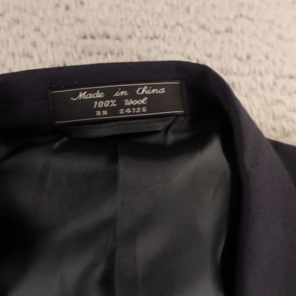 VTG Hopsack Jacket L Blue 100% Wool Blazer Sport Coat USA 44R - Image 3 of 4