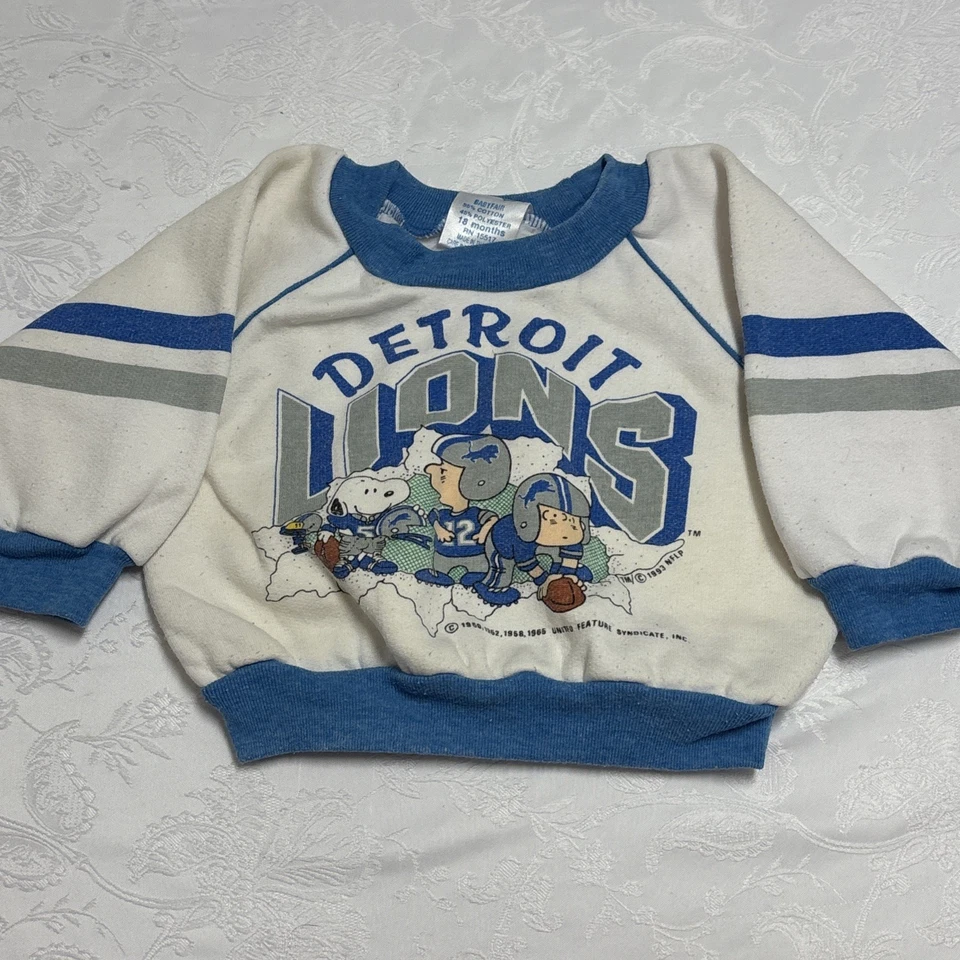 Vintage Peanuts X NFL Detroit Lions Football Pullover 18 Monate Baby Rundhalsausschnitt