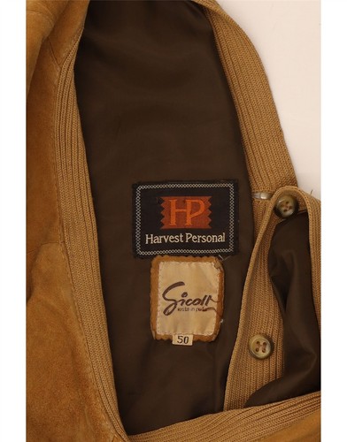 HARVEST PERSONAL Giubbotto Bomber Uomo Scamosciato IT 50 Large Marrone AF11 - Foto 5 di 5