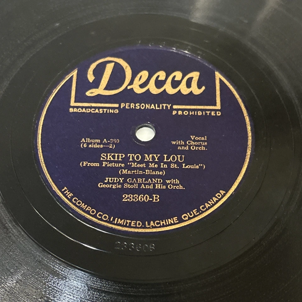 5 78rpm Judy Garland Soundtrack Lot of 5 Canada Press Decca Rare Shellac Records - Image 4 of 4