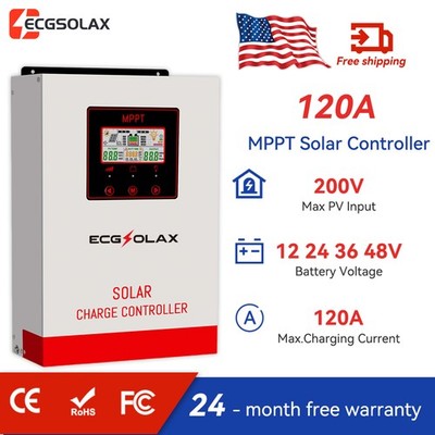 120A 100%MPPT Solar Charge Controller 12V 24V 36V 48V Battery System MAX PV 200V