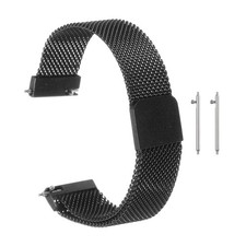 16mm Stainless Steel Mesh Watch Band with Magnetic Buckle, Black