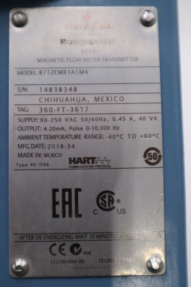 Emerson Rosemount 8712 Transmitter Magnetic Flowmeter 8712EMR1A1M4 STOCK H1893 - Image 2 of 4