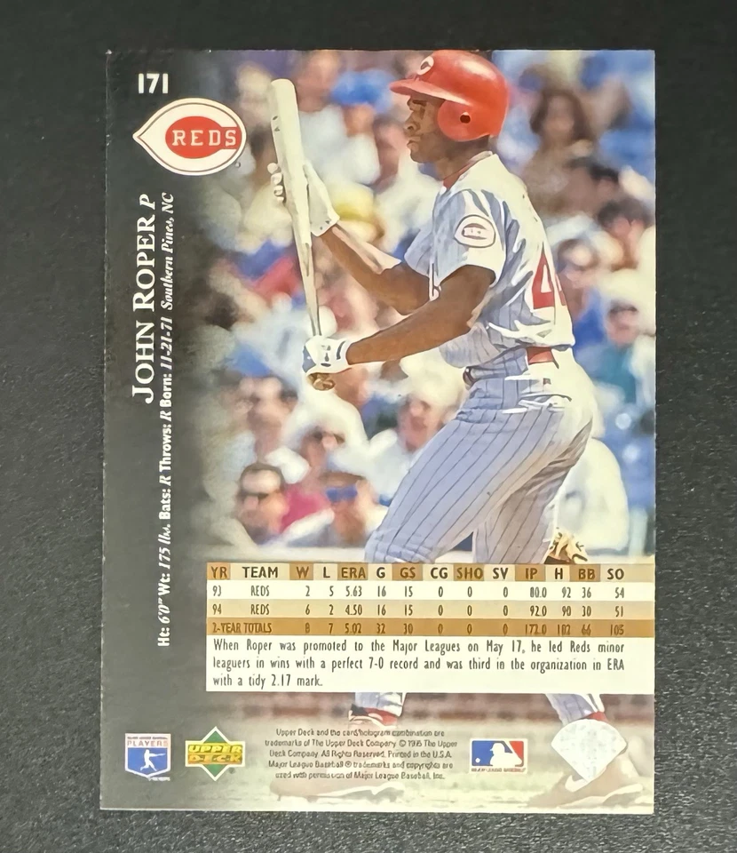 John Roper 1995 Upper Deck Gold Electric Diamond #171 - Cincinnati Reds - Image 2 of 2