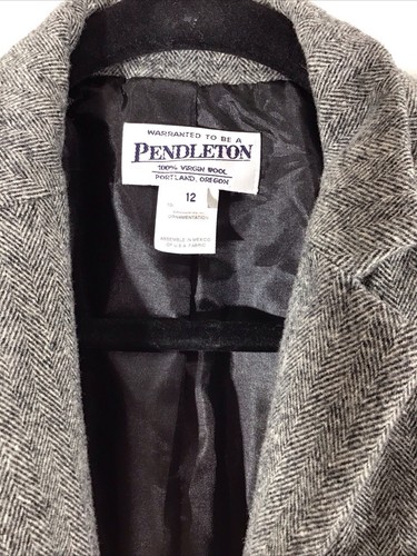 Vintage Pendleton Blazer Jacket Women's 12 Gray 100% Wool Made in USA - Picture 7 of 19