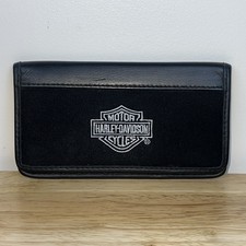 Harley Davidson Bar and Shield Bi-Fold Biker Wallet Black Billfold Embroidered