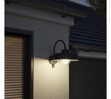 GoodHome Fixed Gloss Black Mains-powered Outdoor Wall light (Dia)30cm