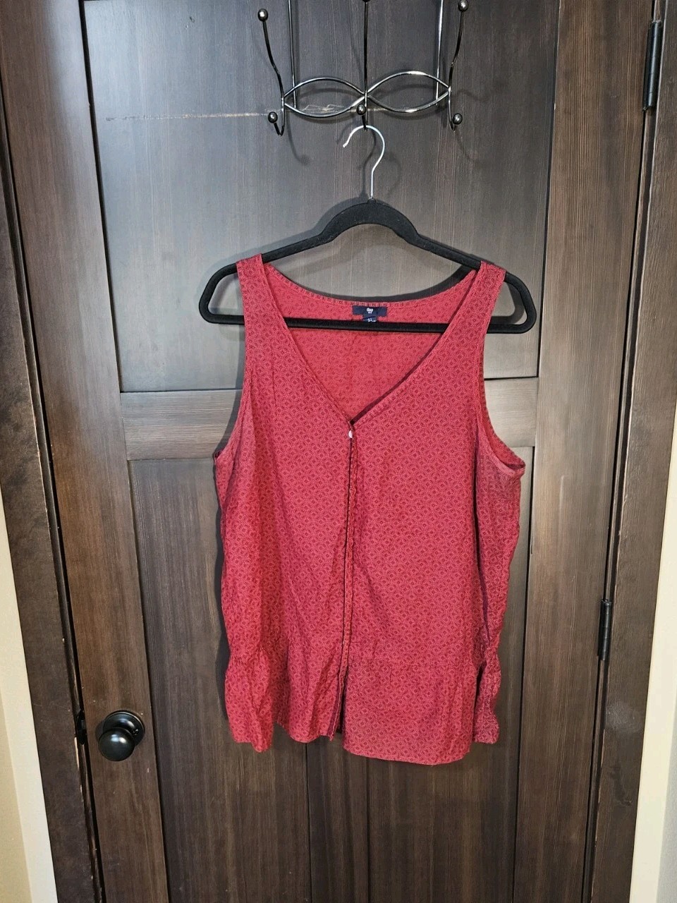 EUC Women's Gap Boho Sleeveless Tank Top Button Up Shirt Blouse Size Large