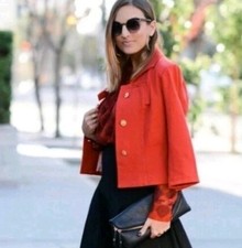 Cabi Red Bow Beau Blazer Gold Buttons Preppy Size 8