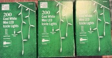 Lot of 3 Home Accents Holiday 200 Cool White Mini LED Icicle Lights