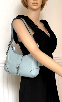 NWT COACH Hamptons Hobo Shoulder Bag CAN33 In LIGHT BLUE Crinkle