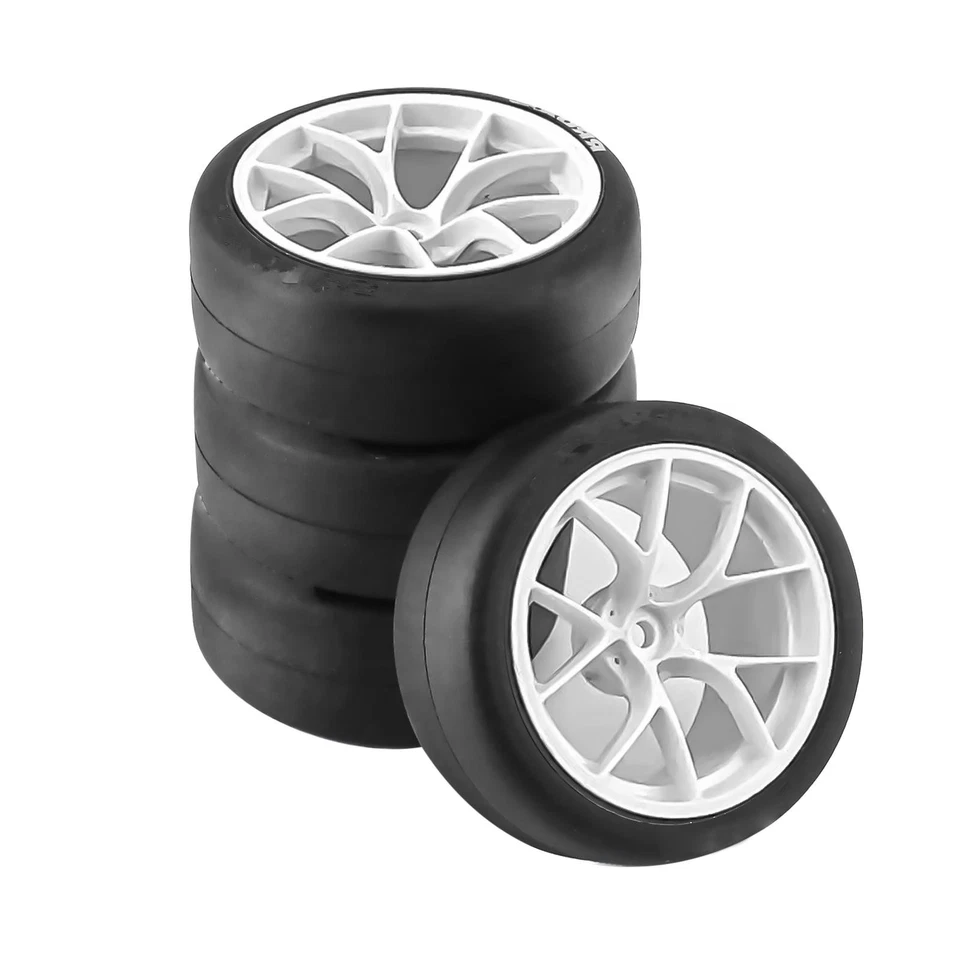 4Pcs Upgrade  65mm 1/10 RC Car Tires & Wheels Rims 12mm Hex Hub For Tamiya TT01 - Image 4 of 4