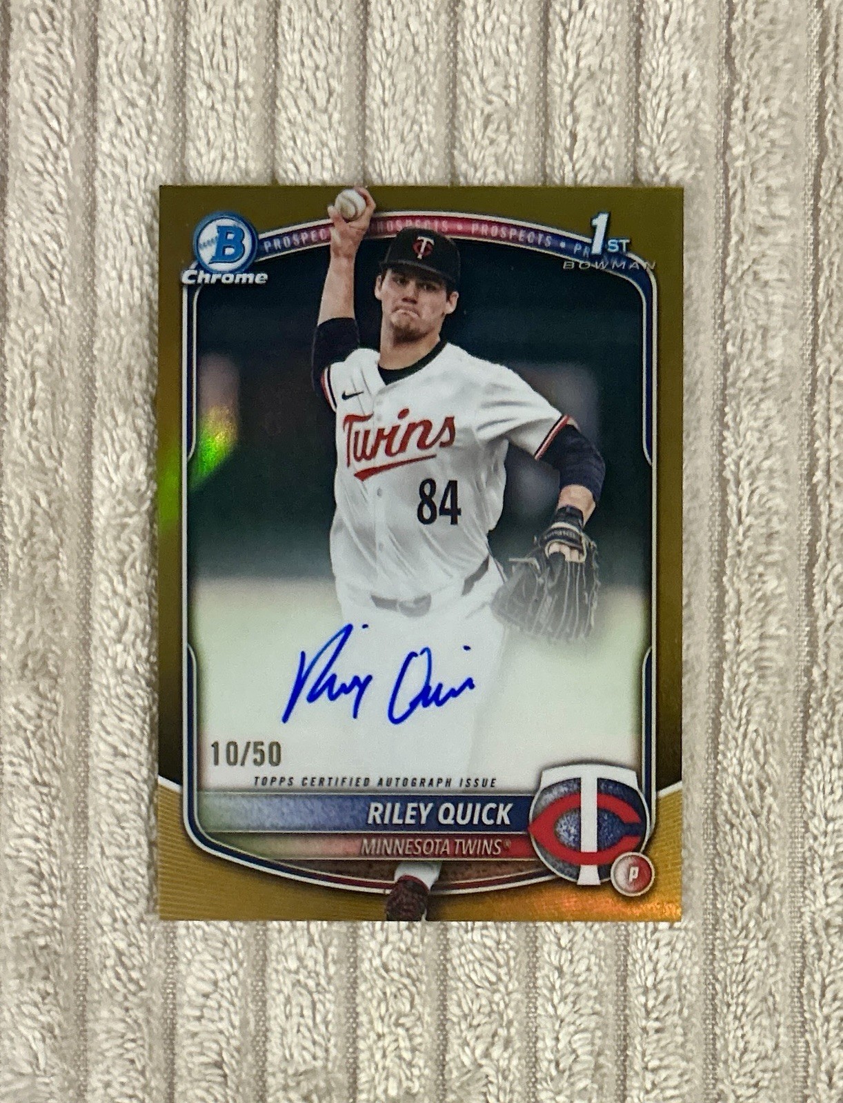 Riley Quick 2025 Bowman Draft Chrome Prospect Auto Gold Refractor #/50