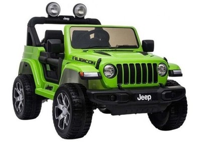 Jeep Rubicon Kinderauto Elektroauto 4x4 SUV EVA Leder LED RC MP3 Radio Grün
