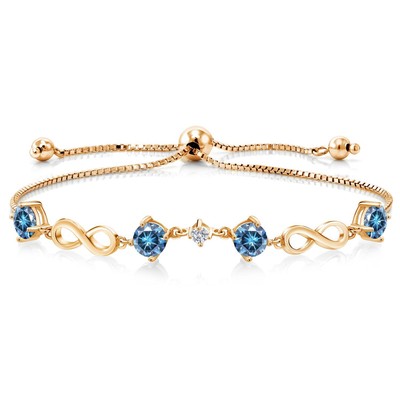 18K Yellow Gold Plated Silver Bracelet Persian Blue Moissanite Lab Grown