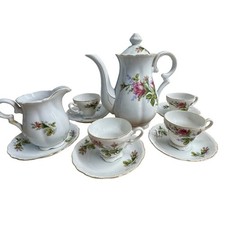 Vintage Japan Porcelain Coffee Tea Set Roses Gold Trim 4 Cups