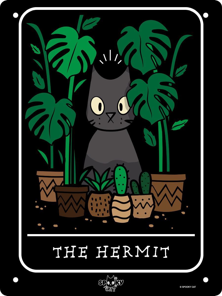 Spooky Cat Tarot - The Hermit Mini Tin Sign
