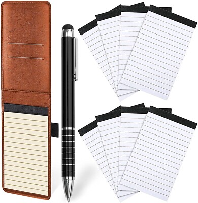 11 Pcs Mini Pocket Notepad Holder Set,Small PU Leather Business Notebook Kit
