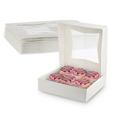 MT Products White Cookie Boxes, 8" x 8" x 2.5" Bakery Boxes - Pack of 10