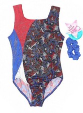 New Girl Moret Active Wear Fun Star Tank Leotard Patriotic Gymnastics Size S 6/7