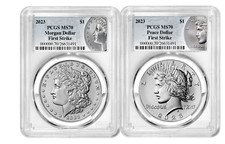 2023 Morgan And Peace Silver Dollar 2 Coin Set Pcgs Ms70 First Strike