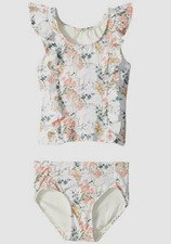197 O'Neill Kids' Girls' Ivory Floral Two-Piece Crop Top Bikini Set Size 5
