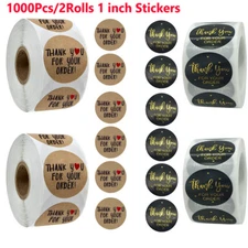 1000Pcs Two Style Thank You FOR YOUR ORDER Stickers 1" Retail Mailing Stickers 
