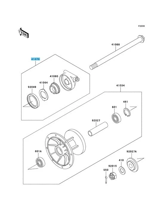 Conjunto de caja de engranajes medidor de buje delantero genuino KAWASAKI KLR650 1987-2017 41078-1051 FABRICANTE DE EQUIPOS ORIGINALES Foto 4 de 4