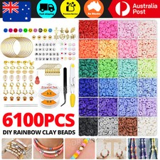 6100x Rainbow Clay Beads for Bracelet Making Flat Polymer Heishi Jewelry
