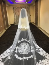 Bride embroidery Virgin Marry photo veil for wedding