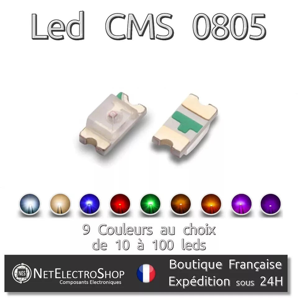 Leds CMS SMD 0805 - Choix 9 couleurs - 10 à 100 leds
