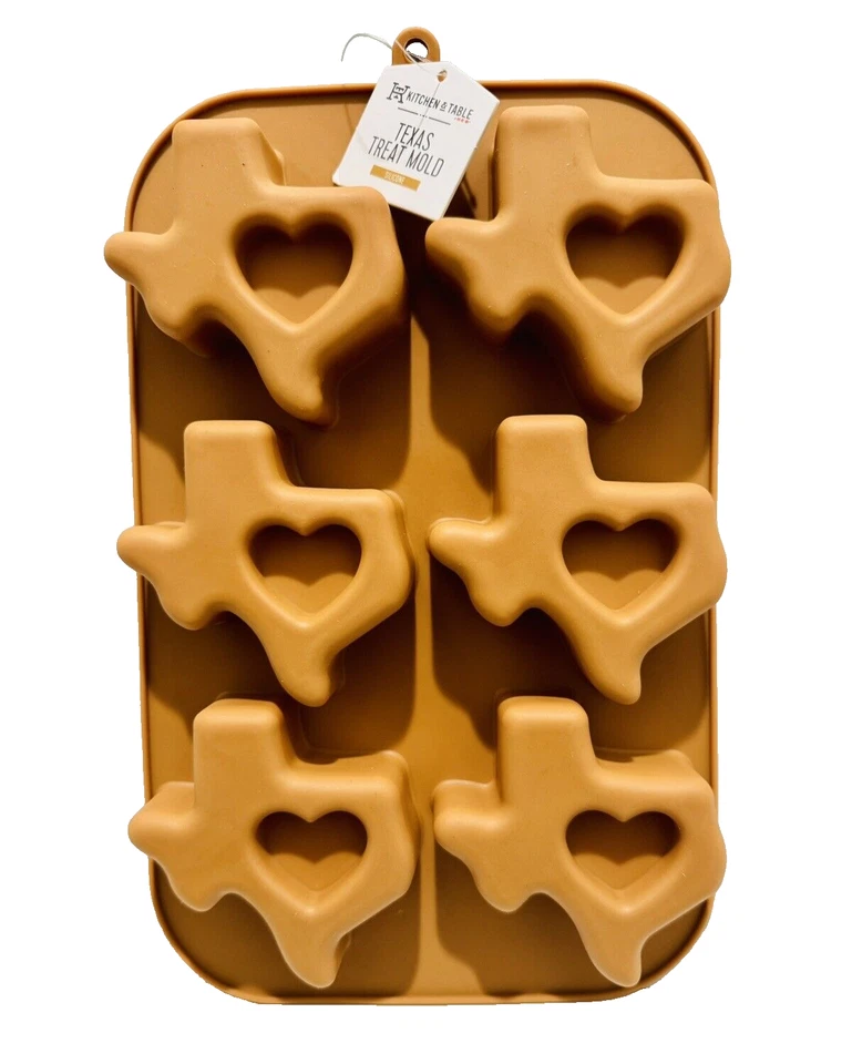 Molde de silicona TEXAS HEART; apto para microondas y horno hasta 450°, cubitos de hielo en barra Foto 3 de 4