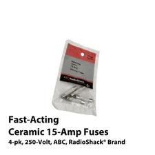 4-pk Fast-Acting Ceramic 15-Amp 250-Volt Fuses, RadioShack® Brand 270-1040