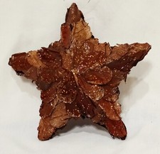 Leaf covered Star Ornament Varnished Glitter Christmas Brown 5" Leaves Handmade