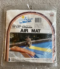 Vintage Intex The Wet Set Air Mat Mattress Inflatable Pool Float Yellow 1984 NOS